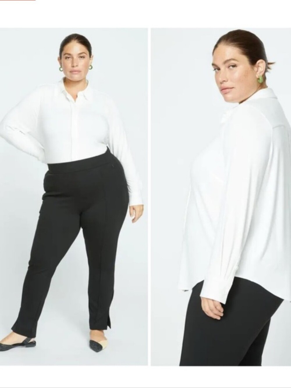 Universal Standard Elbe Liquid Jersey Full Placket Classic Fit Shirt White NWT
